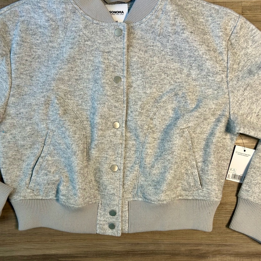 Sonoma Light Gray Bomber Jacket - Picture 2 of 4